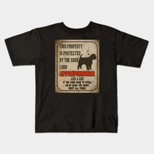 Affenpinscher Silhouette Vintage Humorous Guard Dog Warning Sign Kids T-Shirt